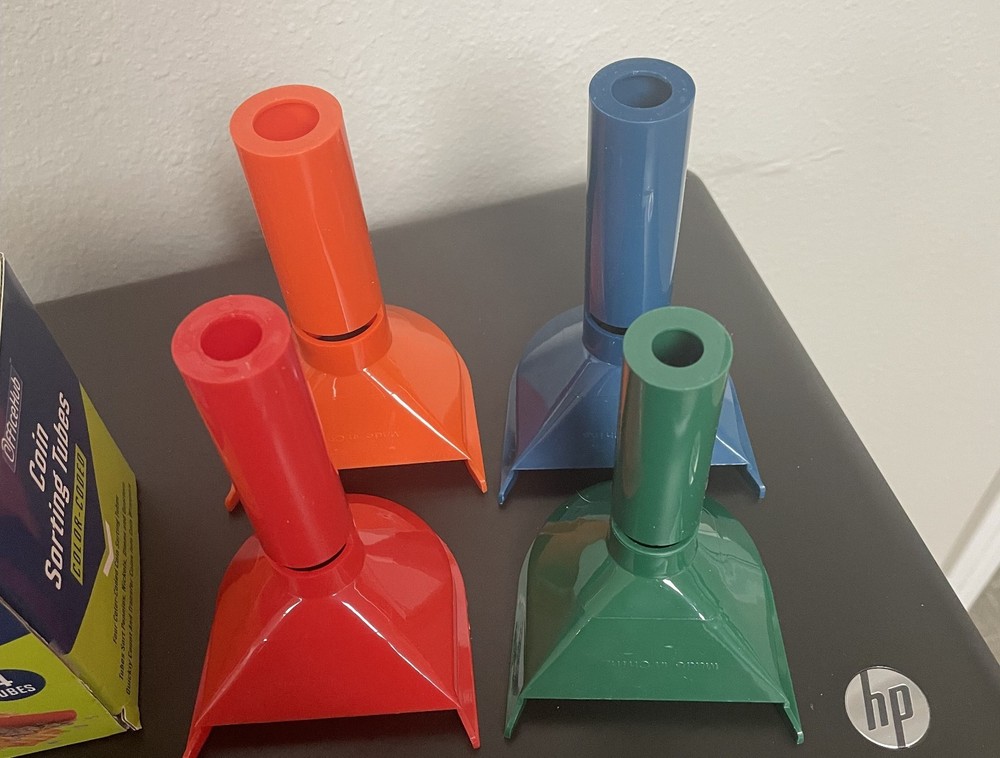 Office Hub Coin Sorting Tubes Color-Coded 4 Tubes