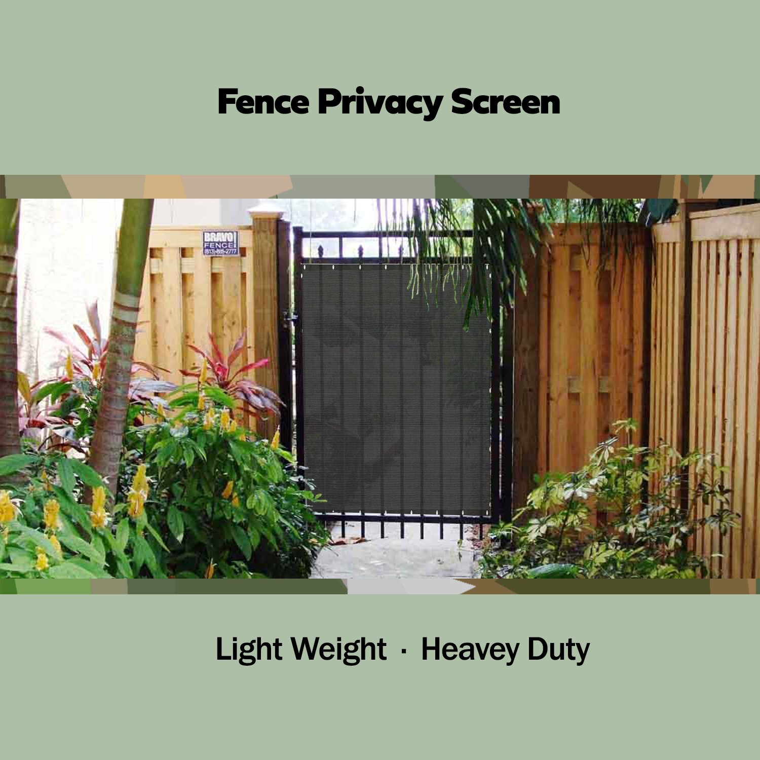 Black Gate Privacy Screen with Grommets | Gate Cover & Door Barrier for outdoor
