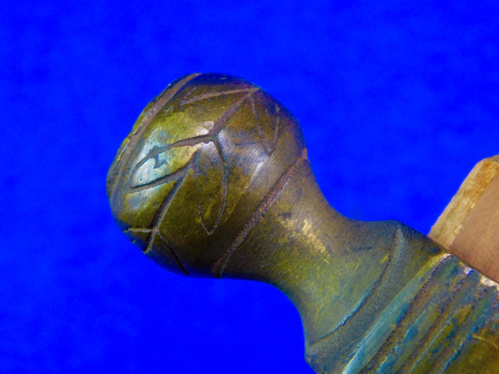 Antique Native American Indian Colonial Brass Head Trade Pipe Tomahawk Axe