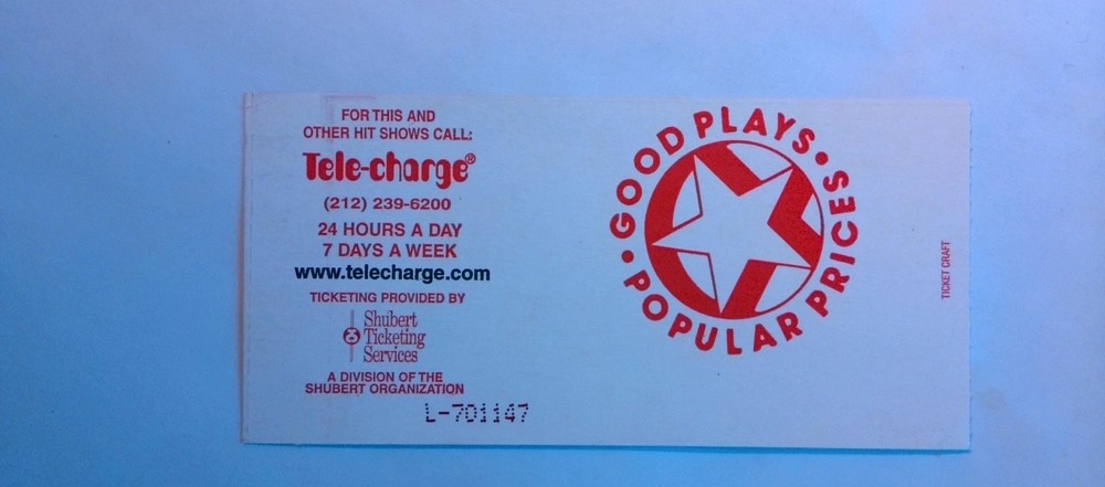 RARE Jean Stapleton (Edith Bunker) Stage-Performed Ticket Stub 2002 Off-Broadway