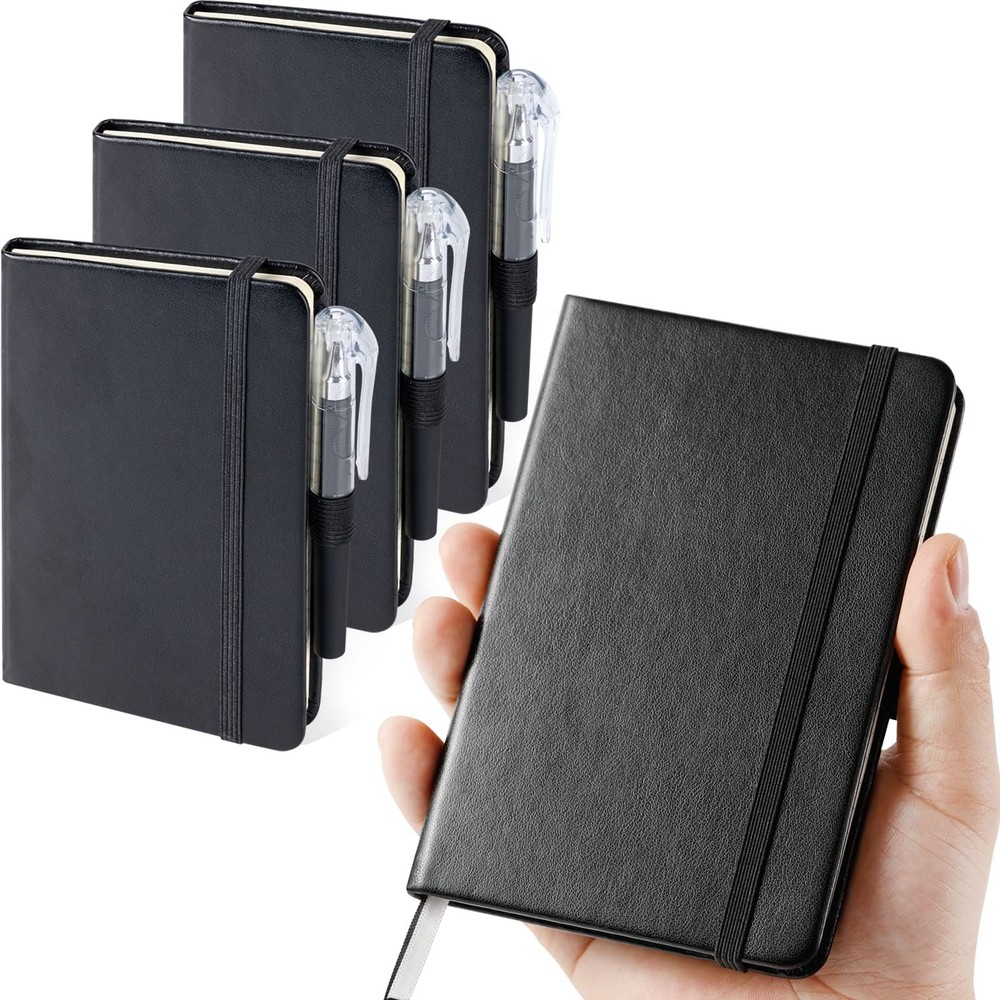 NIRMIRO 3 Pack Pocket Notebook Journal Hardcover Small Mini Notebooks with Pe...