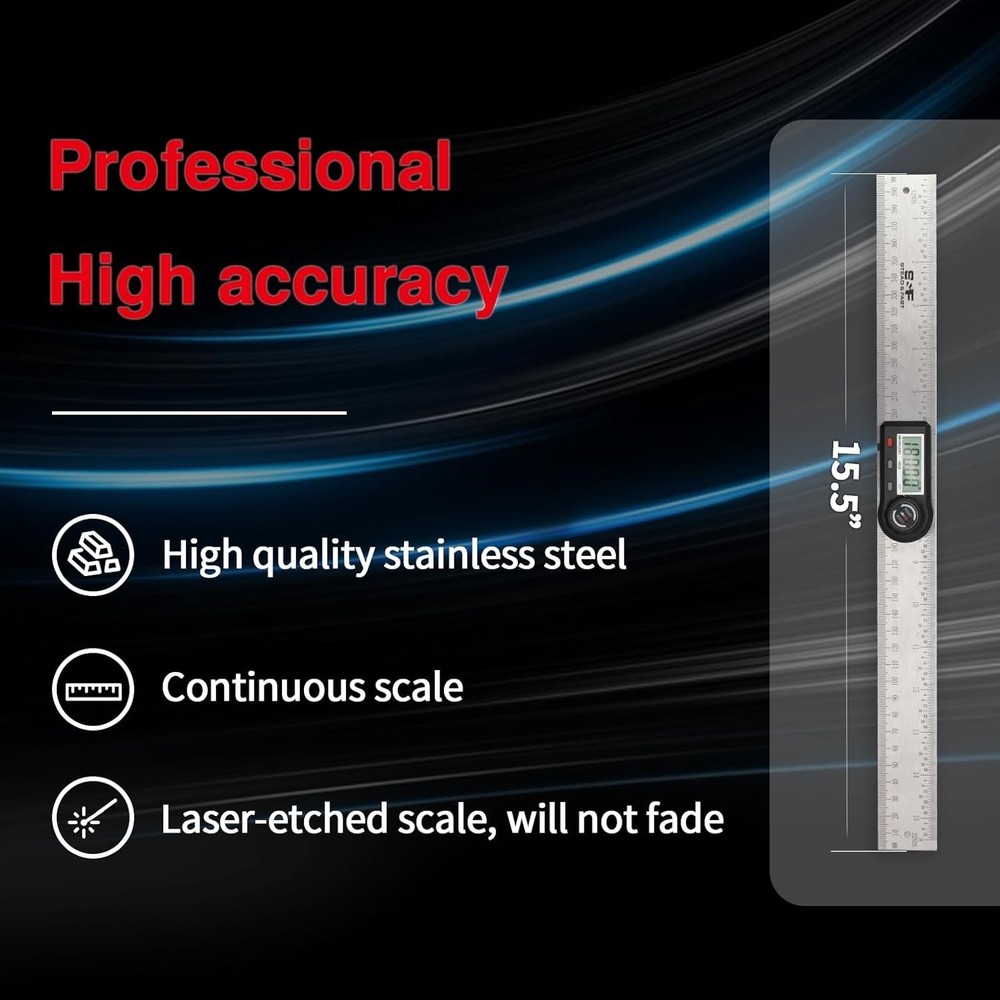 7 Inch Digital Protractor with Hold Function - Ideal for Construction and Craft