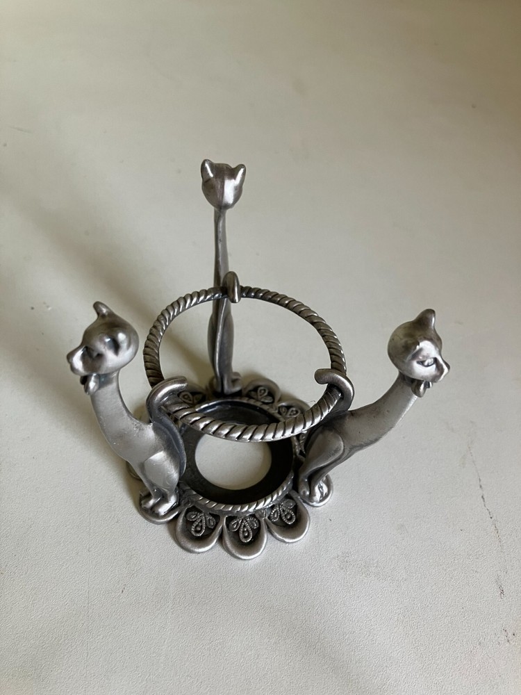 Vintage Pewter Incense Burner-Cats
