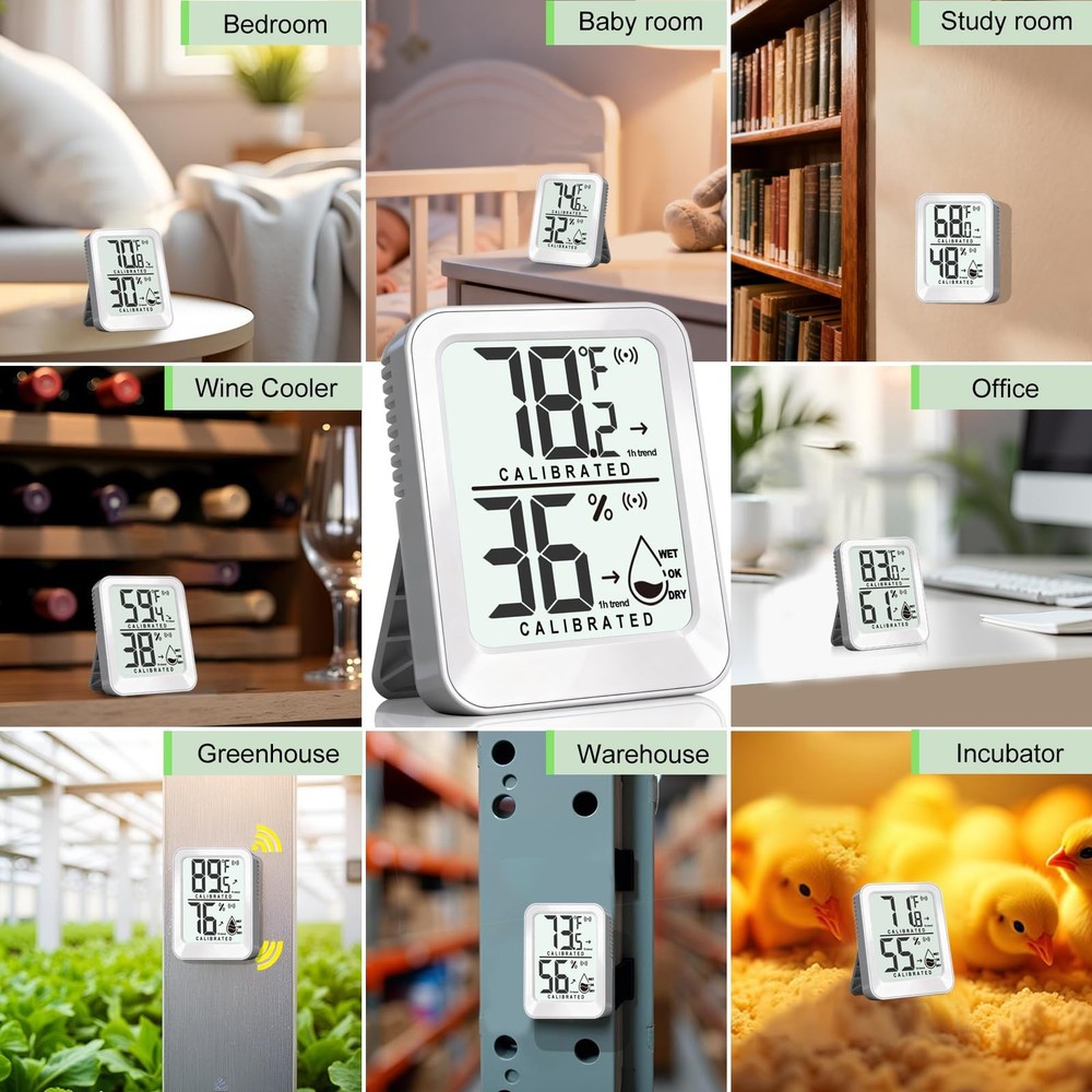 3 Pack Room Thermometer Indoor Mini Temperature Humidity Meter 3 - White