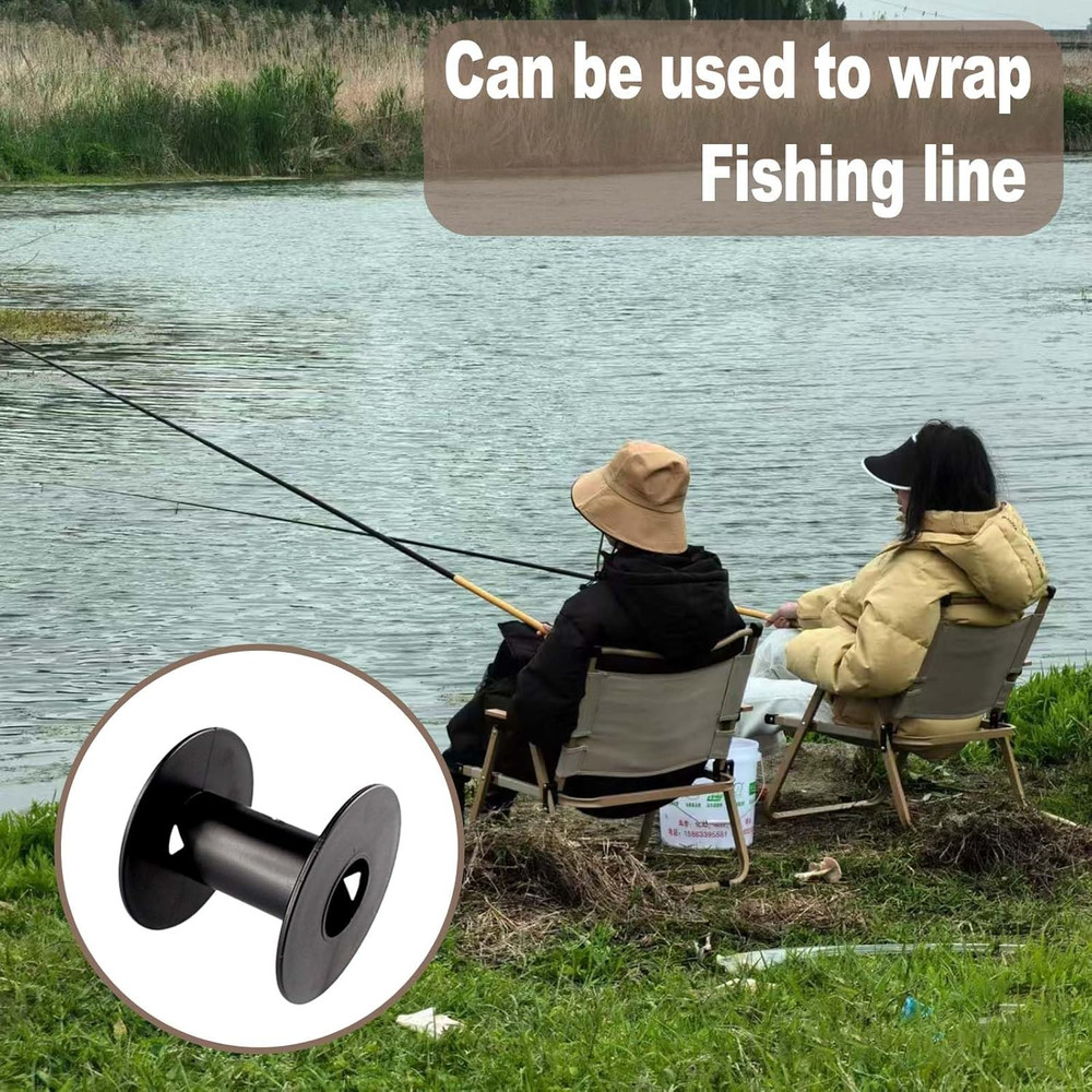 6 Pcs Plastic Spool 71Mm Black Bobbin round Ends Empty Thread Spools for Sewing