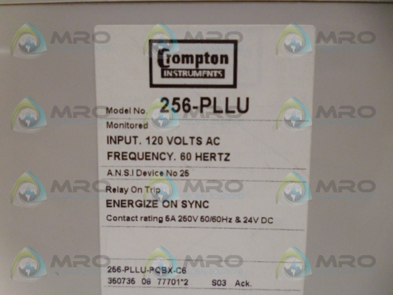 CROMPTON 256-PLLU PROTECTOR RELAY NSNP