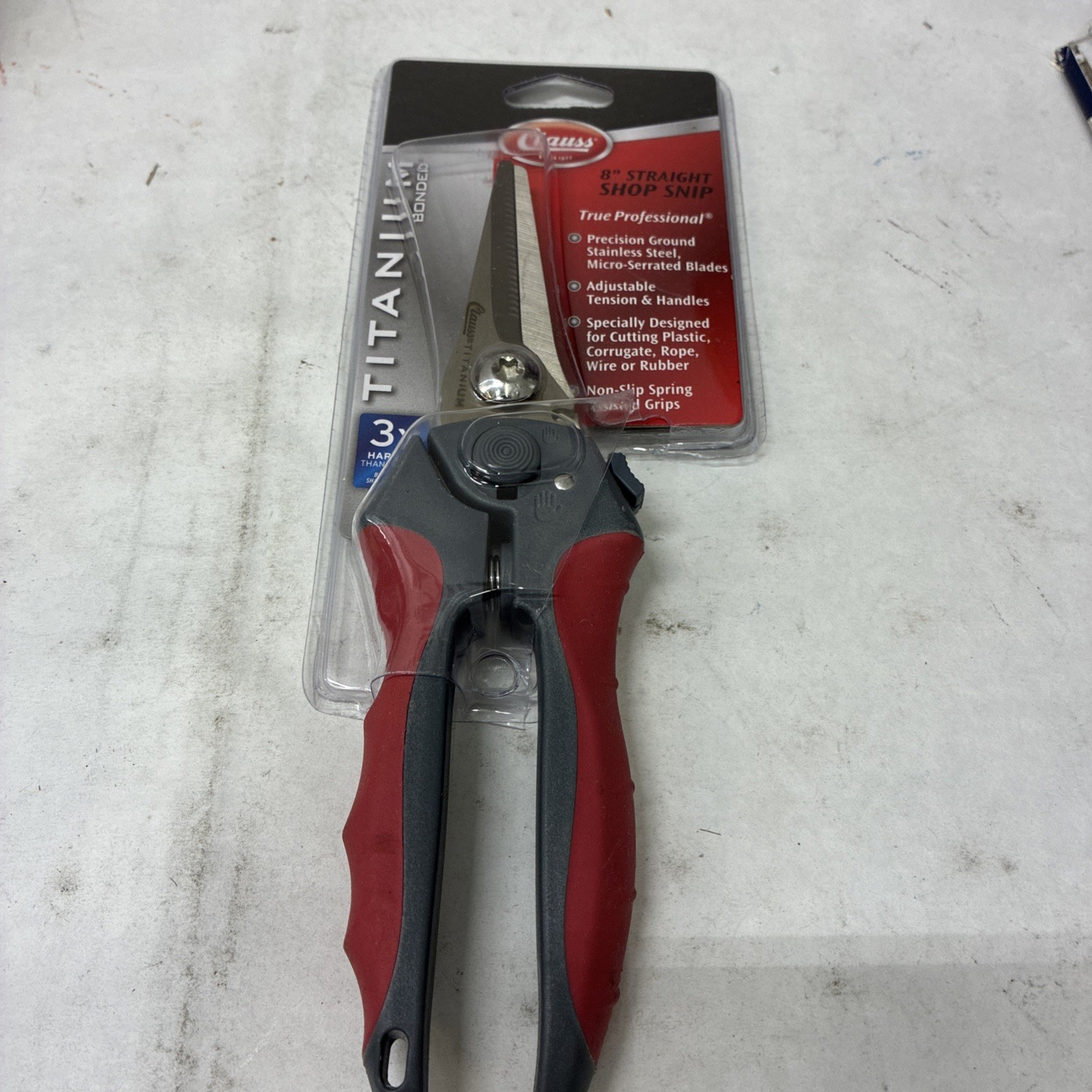 Clauss 19555 8" Titanium Straight Snip 1 EA, Gray/Red