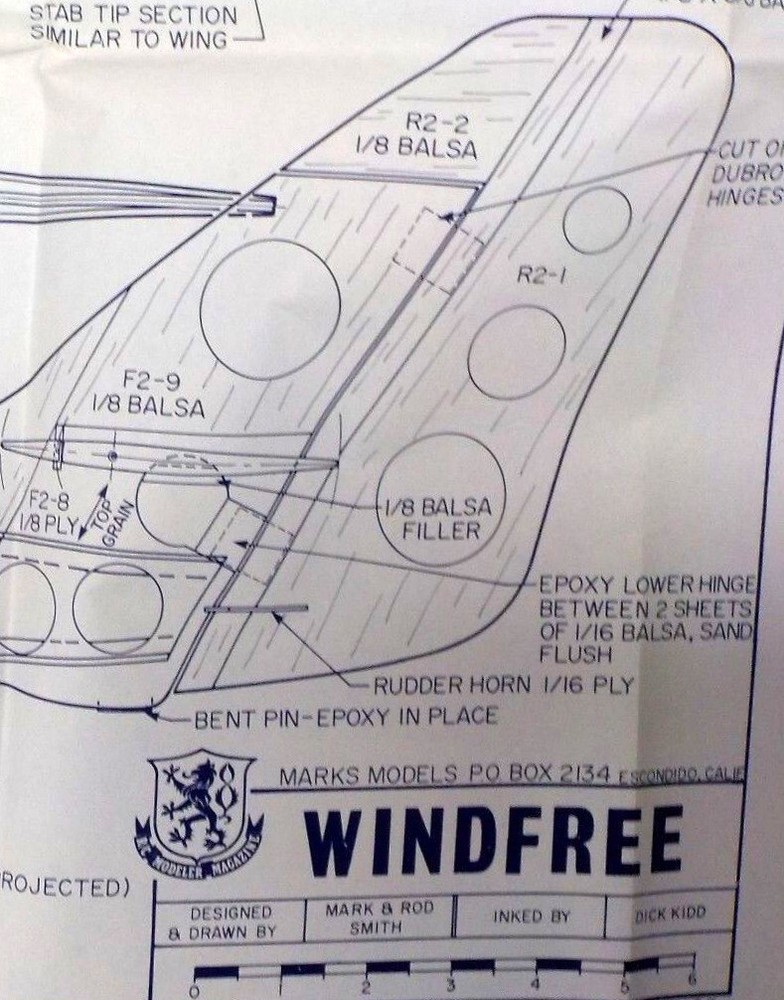 RCM WINDFREE PLAN + BUILDING ARTICLE for a 99" Wing Span RC Model Sailplane