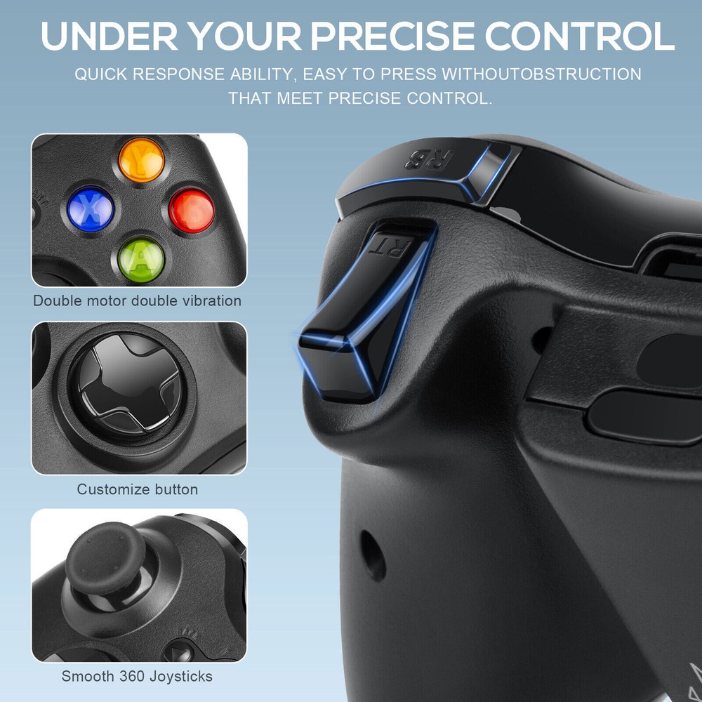 For Microsoft Xbox 360/360S/360E Controller Wireless Windows 11/10/8/7 Gamepad