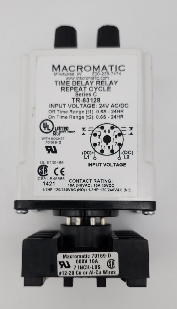 MACROMATIC TR-63128 + 70169-D TIME DELAY RELAY + SOCKET *NEXT DAY AVAILABLE*