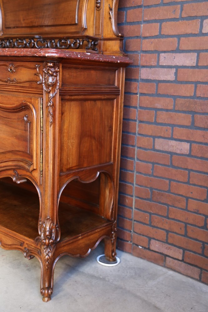 Louis XV Vaisselier ~ Server ~ Marble Top Buffet ~ Antique Rococo Sideboard