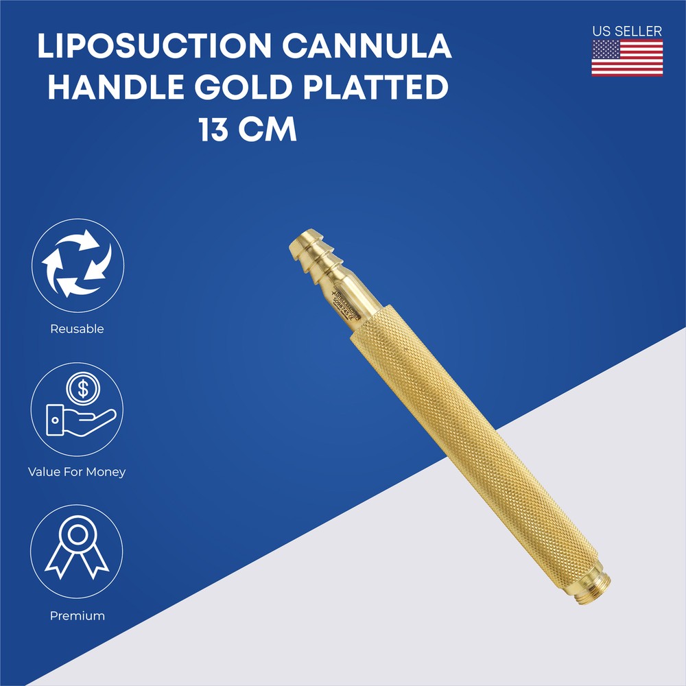 Liposuction Cannulas Handle for Cannulas 13cm, Gold Platted