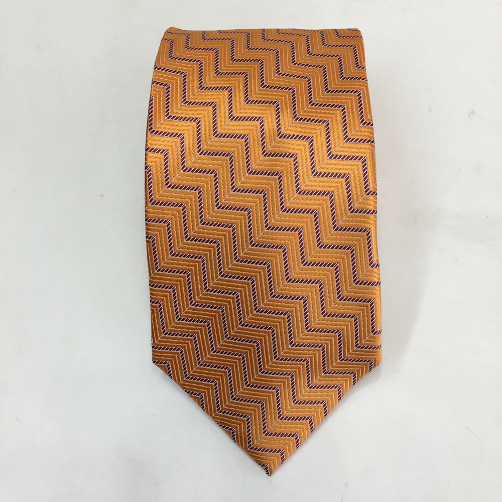Men's Hot Pink Solid Color Zigzag Tie