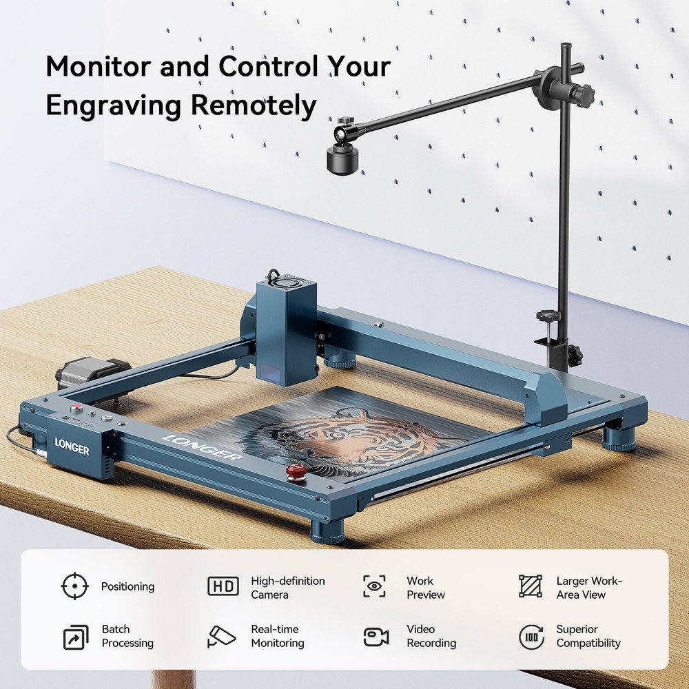 Longer LightBurn Camera Kit for Laser Engravers - 5MP HD Precision - Black