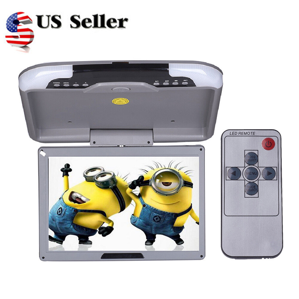 13'' Car Trunk Screen Flip Down Roof Mount Monitor Overhead TFT LCD Screen Gray