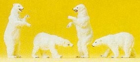 Preiser 79716 N Scale Animals Polar Bears pkg(4)