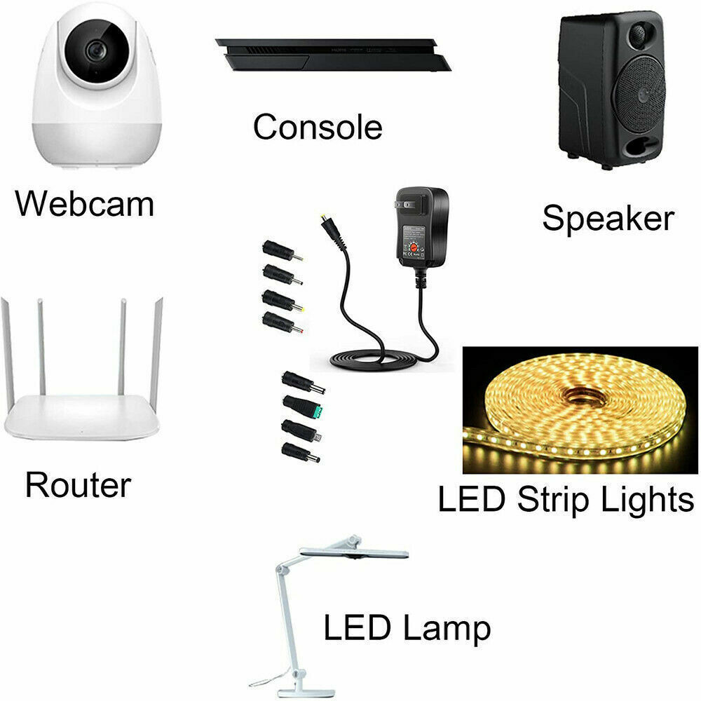 12W 3V-12V Universal AC Adapter Power Supply Wall Charger Cord for DC Charger US