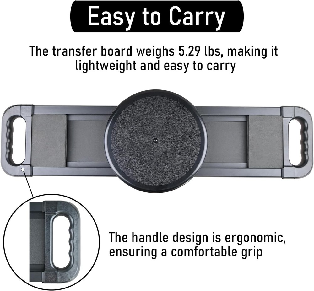 Lightweight 360° Rotating Sliding Transfer Board for Wheelchair Bed Bath Use
