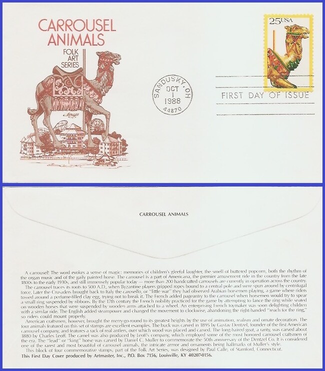 USA5 #2392 U/A ARTMASTER FDC   Camel Carousel Animals