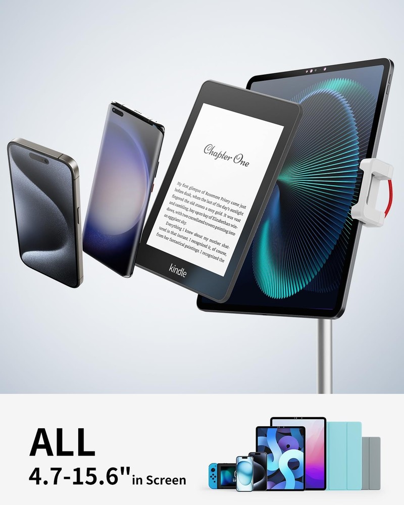 Tablet Stand Holder, Extra-Height Adjustable Kindle Stand, 360 Degree Rotatin...