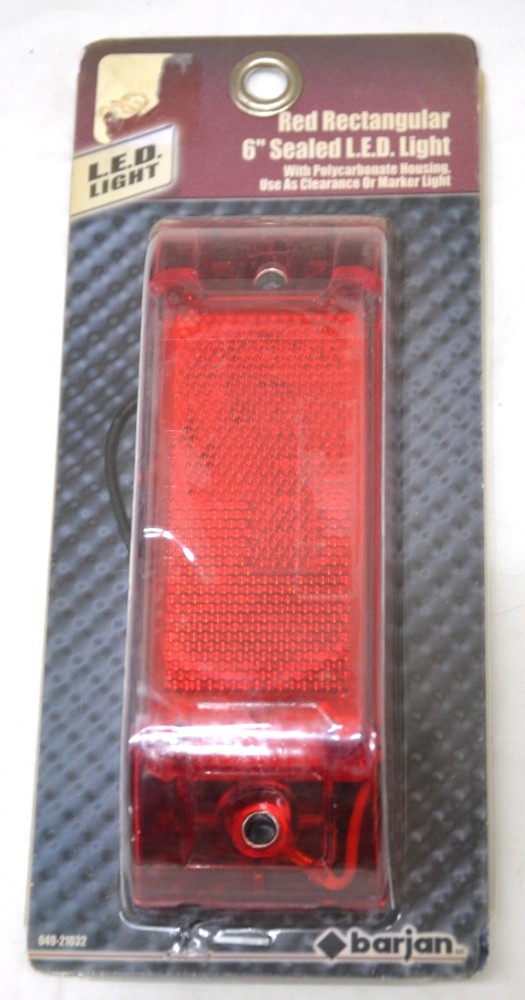 Clearance Marker Light Rectangular Red Reflector Lens 8 LEDS 6" Barjan 049-21032