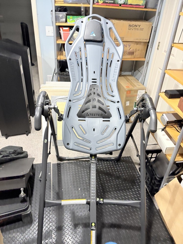 Teeter Adjustable Incline Foldable Inversion Table Gray/Black for Back Gym Use