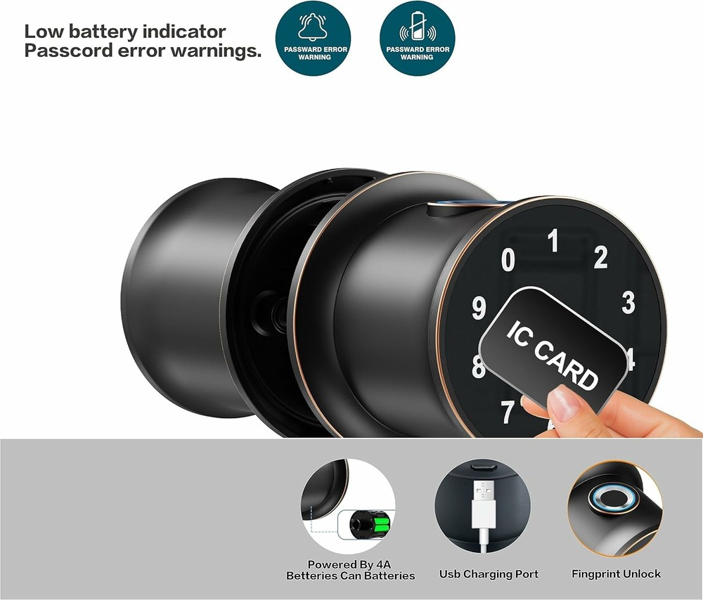 Cielsa Dawn Fingerprint Touchscreen Smart Lock, Tuscan Bronze, 100 Access Codes