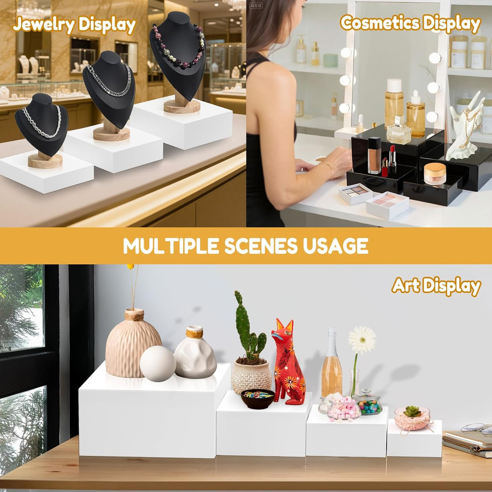 Large Acrylic Buffet Risers Set, Stackable Food Display Stands, 10 Pcs