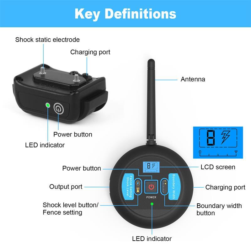 Wireless Dog Fence Pet Containment System Waterproof Training Collars