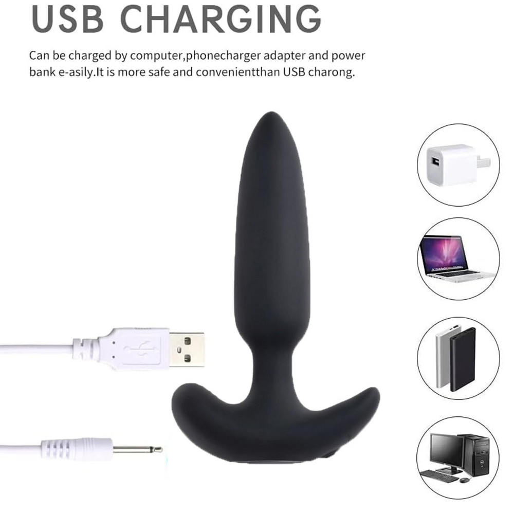 Slim Silicone Rechargeable Remote Control Butt Plug Multi-Function Sex Vibrator