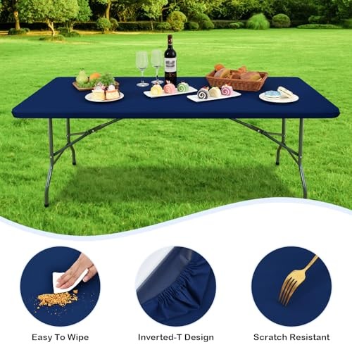 Rectangle Waterproof Fitted Tablecloth 30x60 60" x 30" (Rectangular) Navy Blue