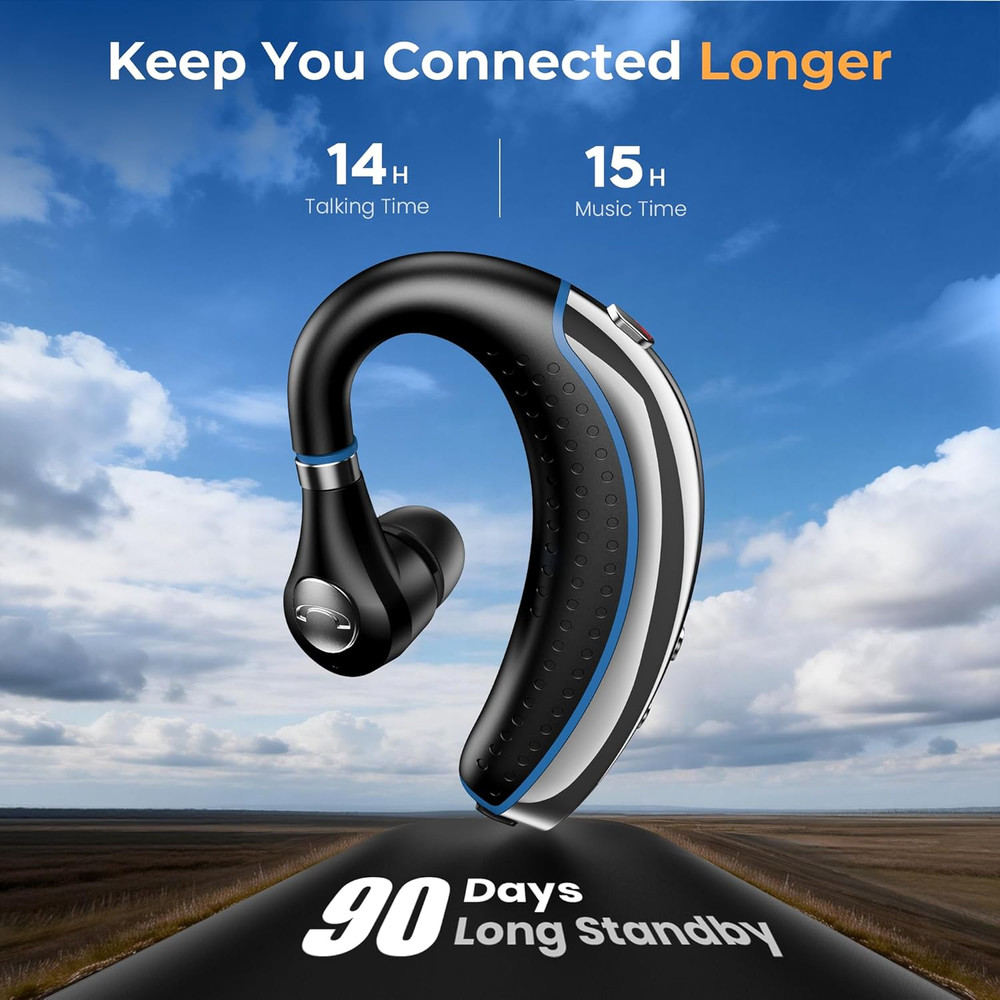 Bluetooth Headset, Bluetooth Earpiece with Noise Canceling Microphone, 0.53Oz Ul