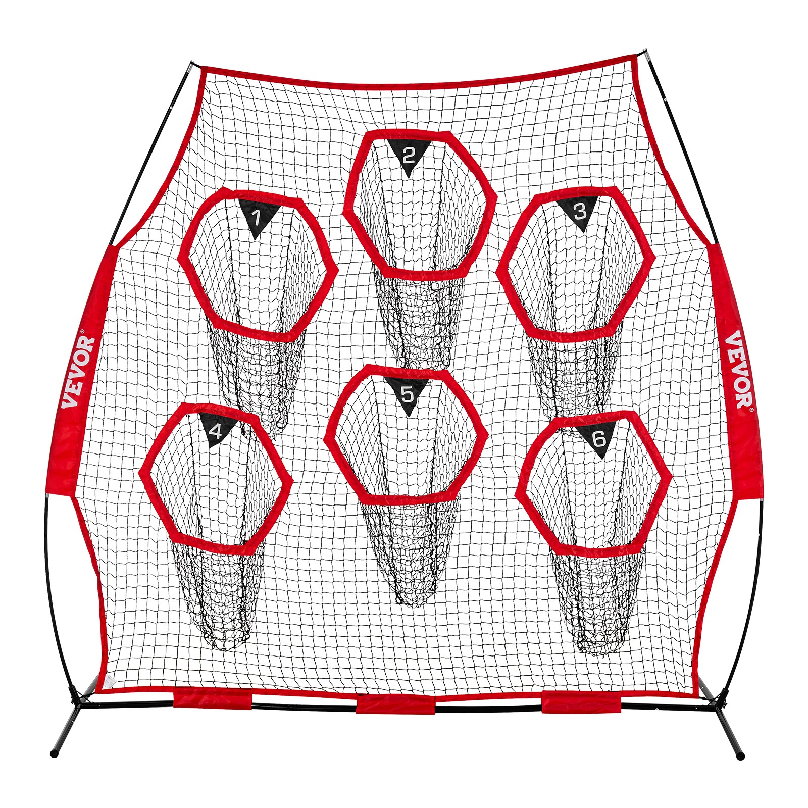 VEVOR 8x8 ft Football Trainer Throwing Net Portable Practice Net Improve QB Red
