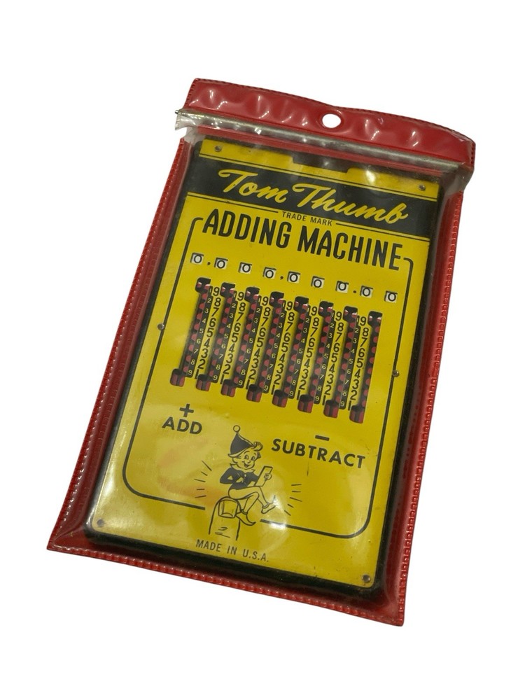 1950's Tom Thumb Handheld Adding Machine Original Sleeve Instructions Pixie USA