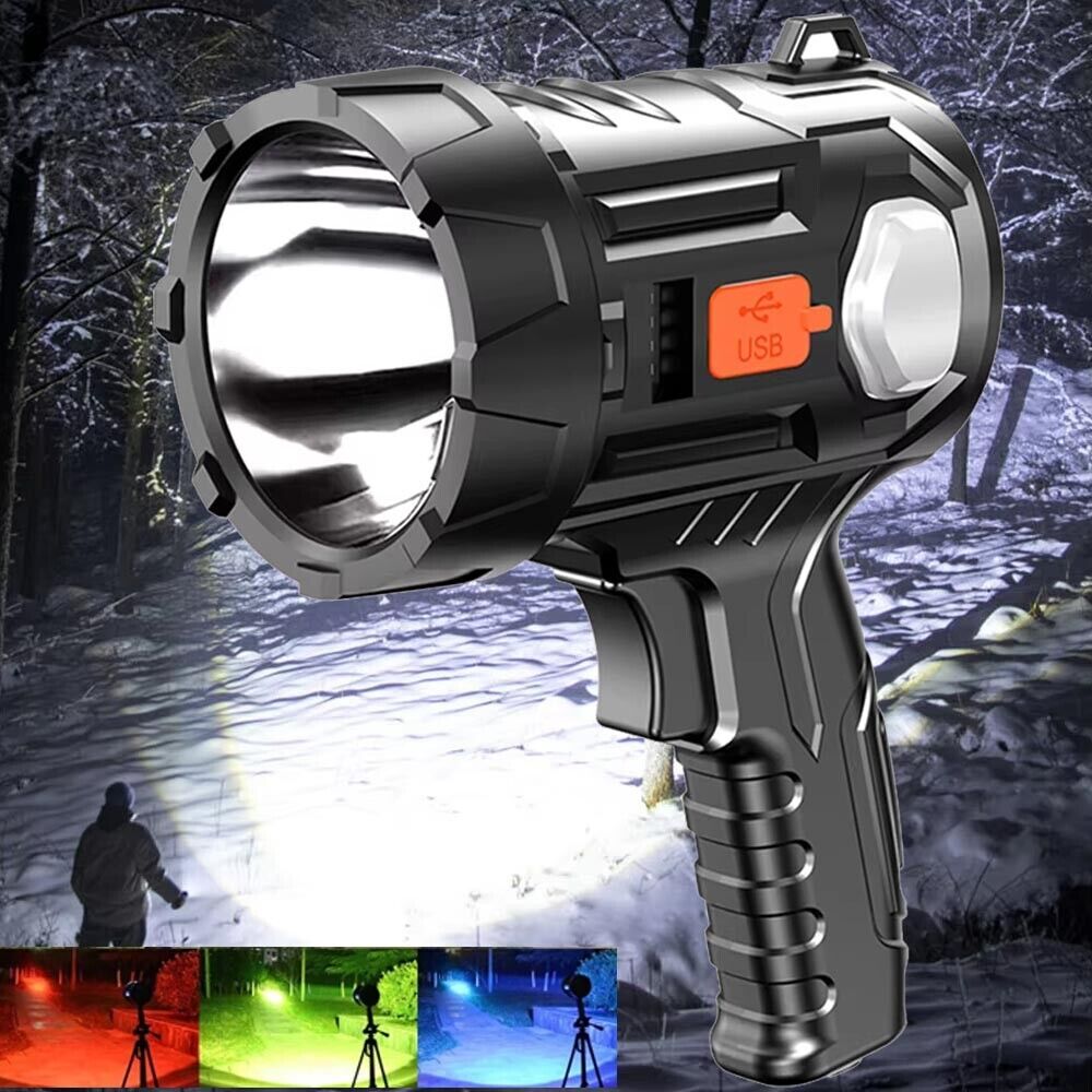 3x 90000000LM Bright Solar/USB Rechargeable LED Spotlight Flashlight Searchlight