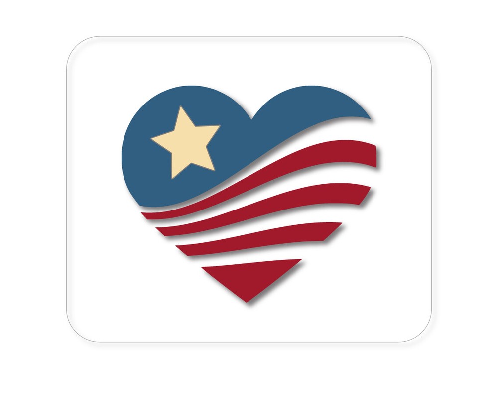 CUSTOM Mouse Pad 1/4 - USA Heart Flag Single Star