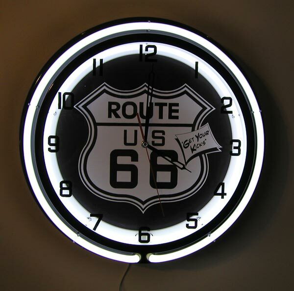 Route 66 Get Your Kicks Large Sign Neon Clock