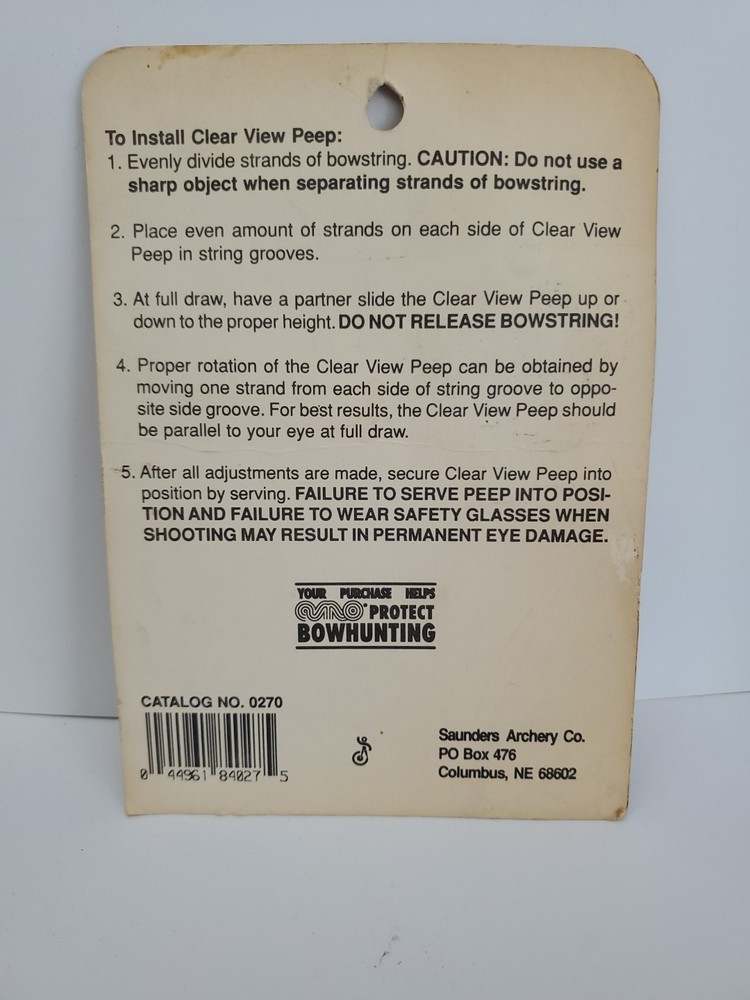 Saunders Archery Company Clear View Peep