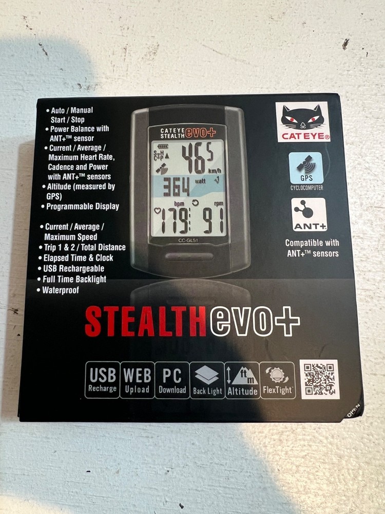 CatEye CC-GL51 B Stealth Evo+ Cycling Computer Speedometer Wireless Power Meter