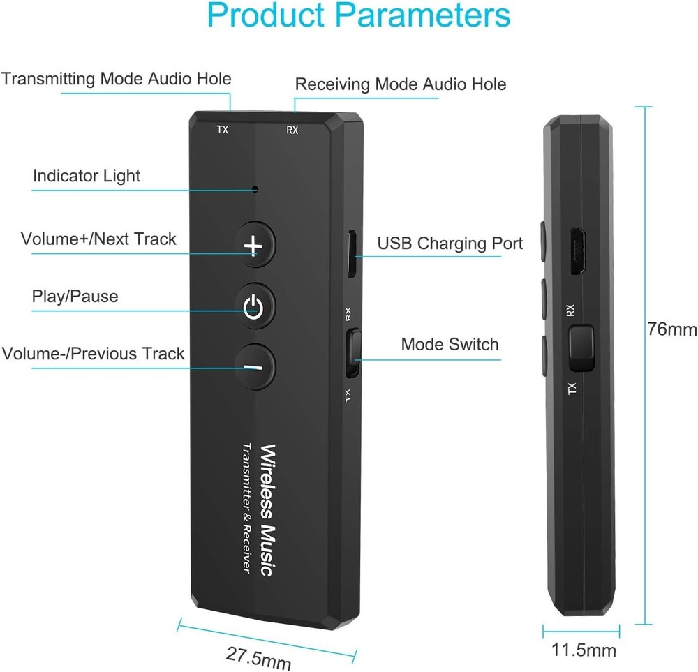 Compact 2026 Bluetooth 5.3 Audio Transceiver: Seamless Wireless Streaming
