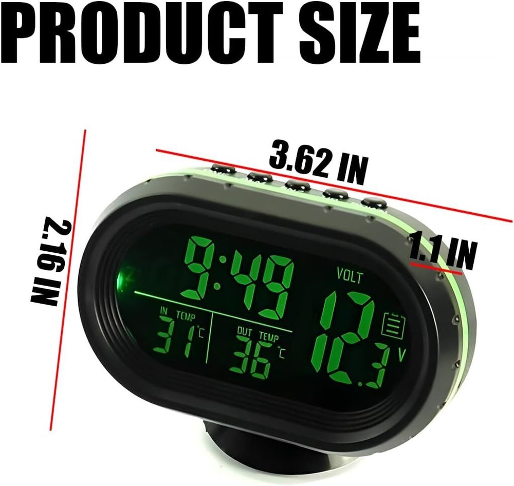 Auto Electronic Car Thermometer Voltmeter Temperature Clock LED Digital Display