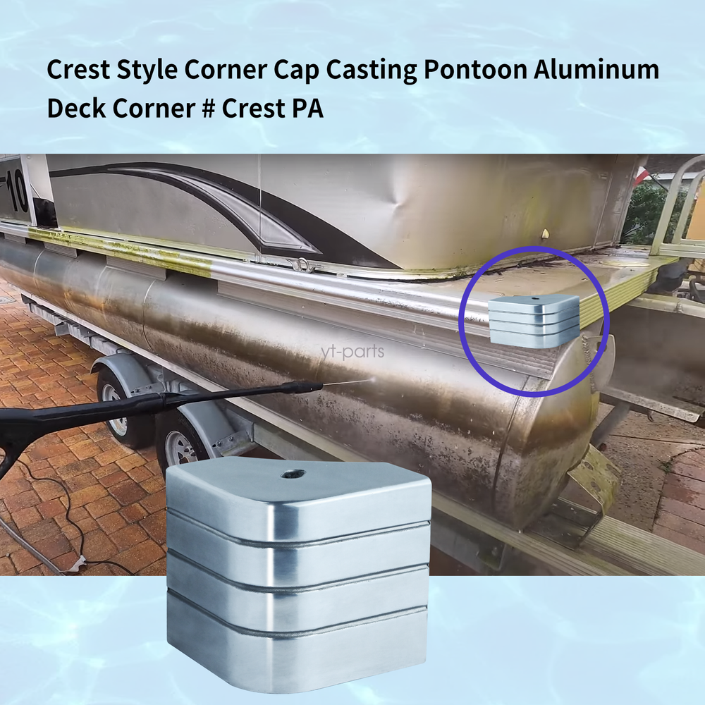 2Pcs Crest Style Corner Cap Casting Pontoon Aluminum Deck Corner # Crest PA