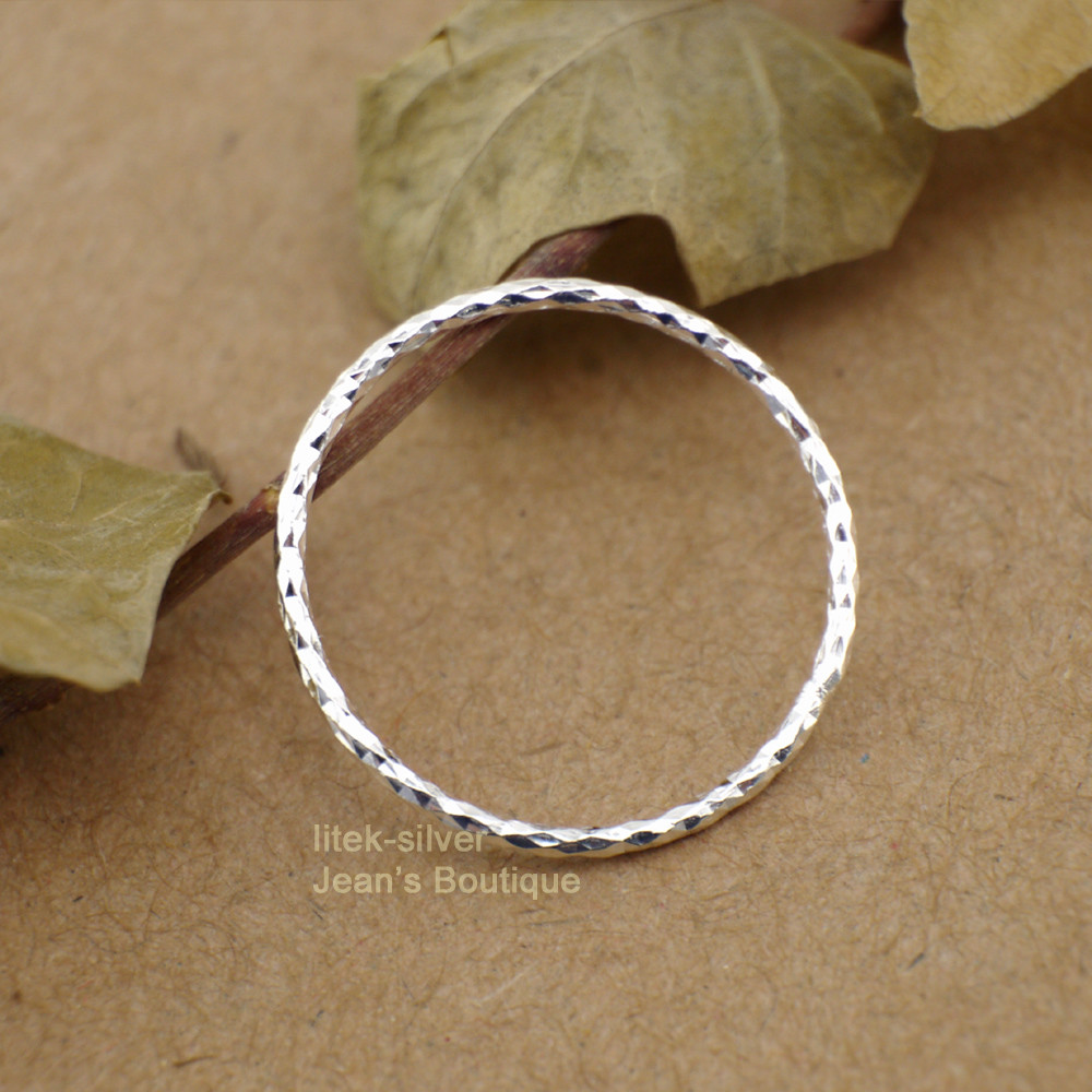 925 Sterling Silver Bling Plain Thin Band Knuckle Midi Ring Stackable A3572-S