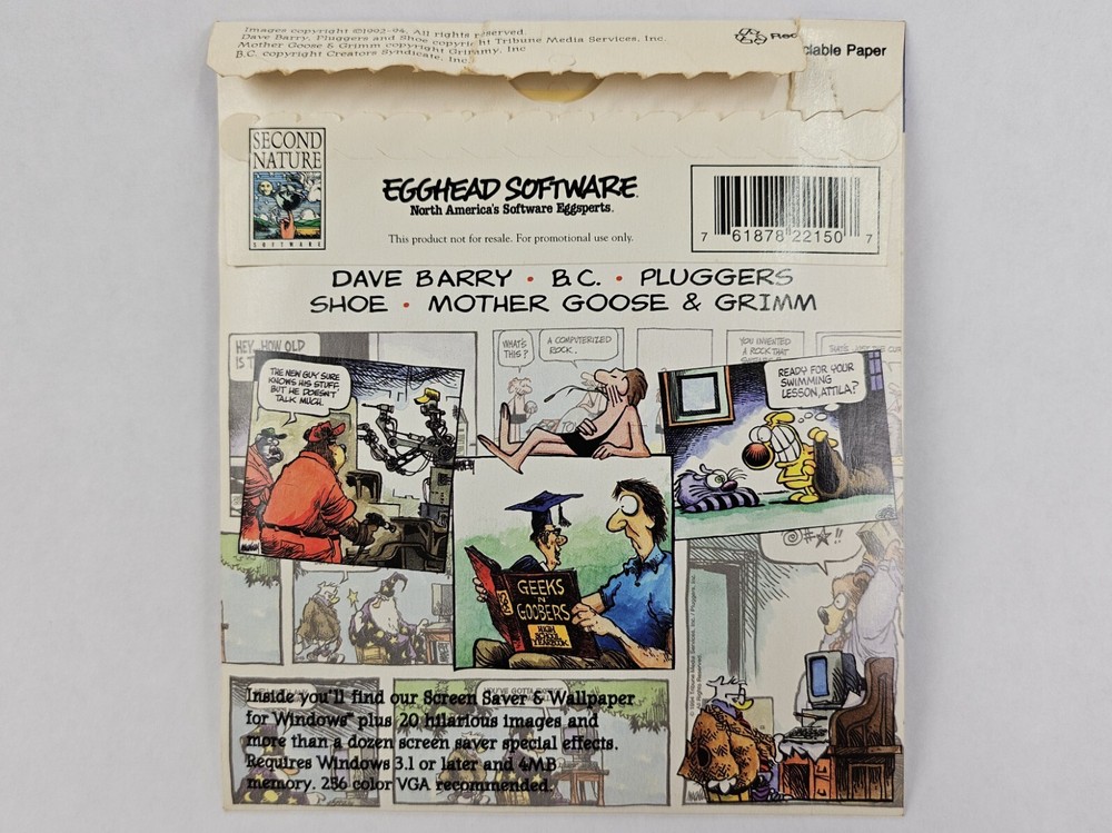 Comic Sampler Screen Saver & Wallpaper for Windows 3.5 Floppy Disk B. C. Shoe