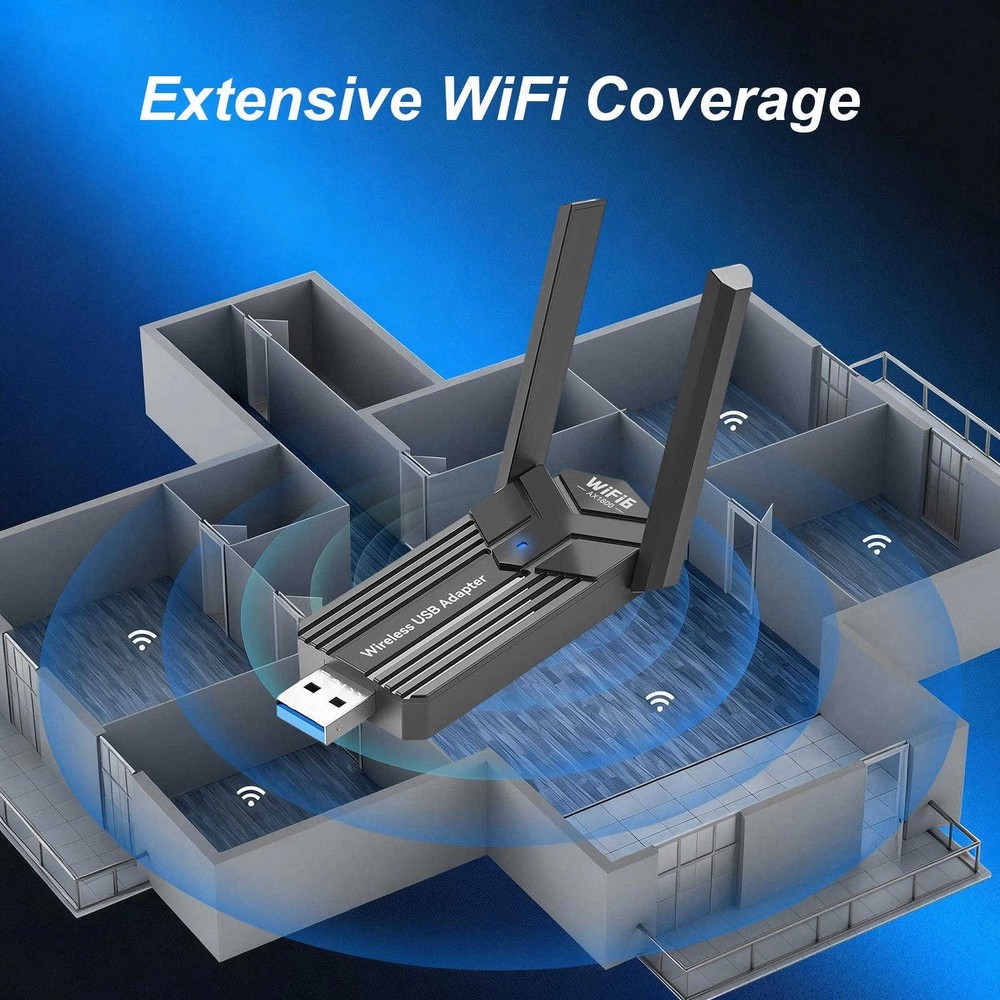 WiFi 6 USB Network Adapter AX1800 for Computer Desktop with Rotatable Antenna
