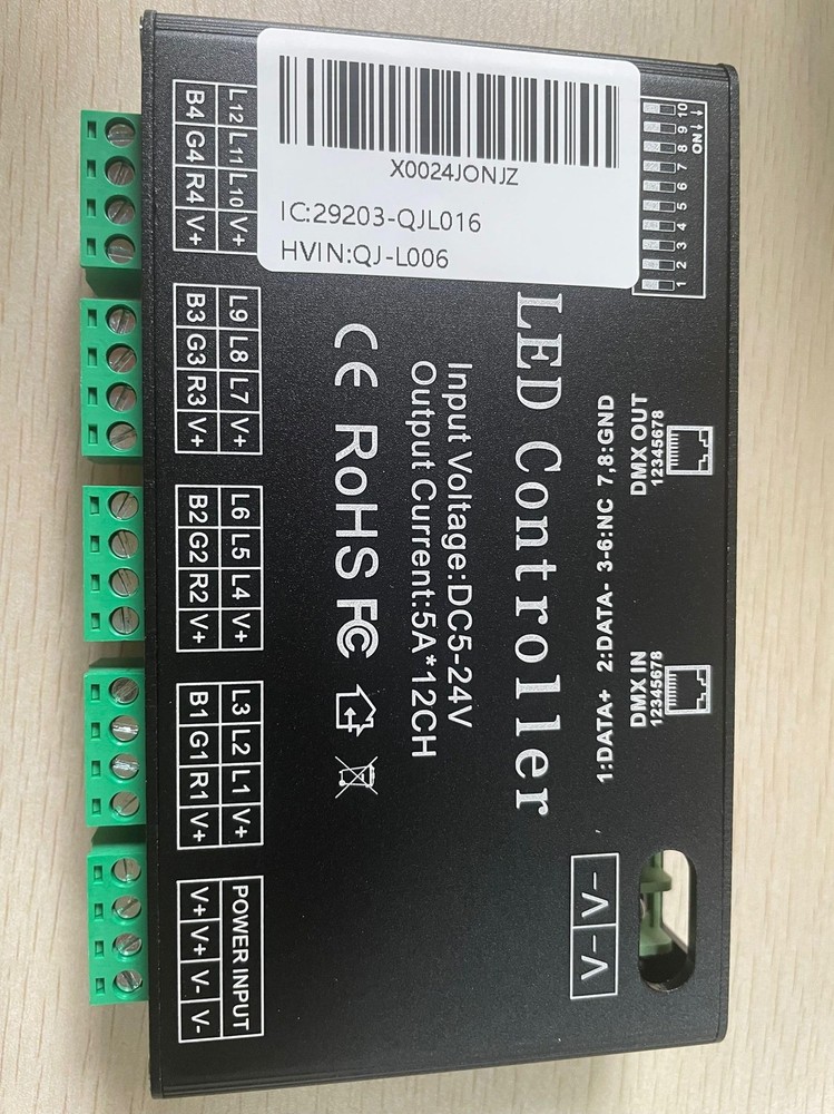 12 Channel DMX Decoder, RGB LED Light Strip Controller dmx512 Decoder Dimmer ...