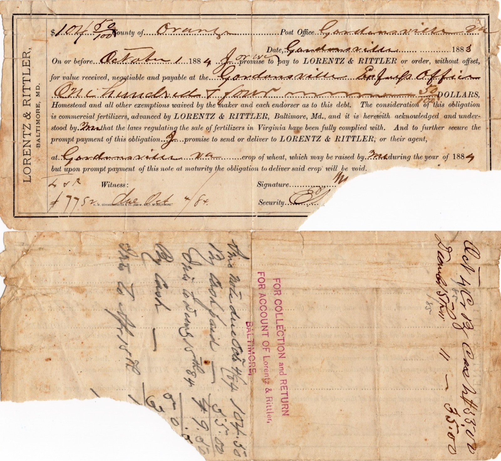 Virginia Ephemera Lot 1870–1920 – Orange, Albemarle, Somerset, Barboursville