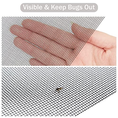 Window Screen Replacement Kit, 48'' x 99'' Fiberglass Screen Mesh with Rolling