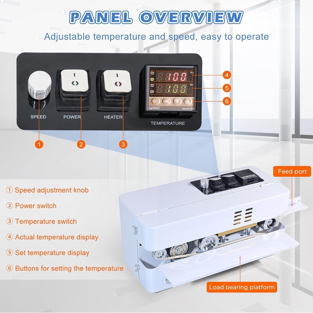 Automatic Continuous Bag Band Sealing Machine, Digital Temp Control