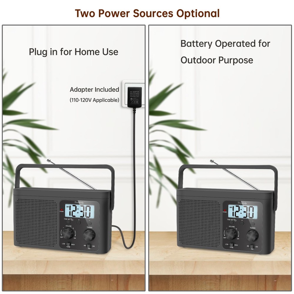 Portable AM FM Shortwave Radio - Strong Reception, Battery or AC Powered